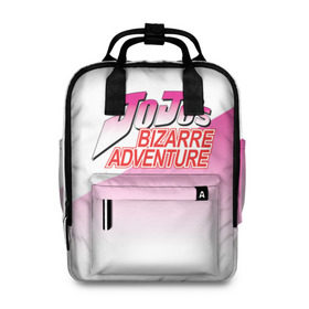 Женский рюкзак 3D с принтом JOJO Bizzare Adventure в городе Новоалтайск, 100% полиэстер | лямки с регулируемой длиной, сверху ручки, чтобы рюкзак нести как сумку. Основное отделение закрывается на молнию, как и внешний карман. Внутри два дополнительных кармана, один из которых закрывается на молнию. По бокам два дополнительных кармашка, куда поместится маленькая бутылочка
 | adventure | anime | bizzare | jo jo | jojo | logo | manga | аниме | араки | ахегао | джо | джо джо | джоджо | жижа | жожа | жожо | йойо | лого | манга | мульт | мультфильм | отаку | сериал | символ | хирохико | юри | яой
