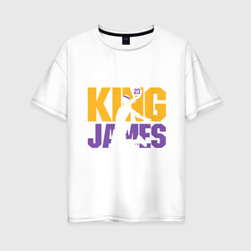 Женская футболка хлопок Oversize с принтом King James в городе Новоалтайск, 100% хлопок | свободный крой, круглый ворот, спущенный рукав, длина до линии бедер
 | cavaliers | cleveland | coach | james | king | lakers | lebron | los angeles | nba | player | slam dunk | sport | team | баскетбол | борода | джеймс | игрок | кавальерс | калиф | кливленд | король | леброн | лейкерс | лос анджелес | нба | слэм д