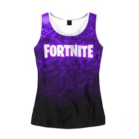 Женская майка 3D с принтом FORTNITE в городе Новоалтайск, 100% полиэстер | круглая горловина, прямой силуэт, длина до линии бедра | 2019 | armor | armour | cybersport | esport | fortnite | game | llama | logo | броня | игра | киберспорт | лама | симулятор строительства | строительство | фиолетовый | фирменные цвета | фортнайт
