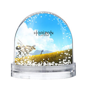 Водяной шар с принтом Horizon Zero Dawn в городе Новоалтайск, Пластик | Изображение внутри шара печатается на глянцевой фотобумаге с двух сторон | aloy | game | horizon zero dawn | hunter | machine | mecha | robot | snow | spear | the frozen wilds | weapon | игры | постапокалипсис | роботы | фентези | элой