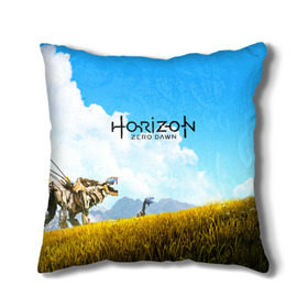 Подушка 3D с принтом Horizon Zero Dawn в городе Новоалтайск, наволочка – 100% полиэстер, наполнитель – холлофайбер (легкий наполнитель, не вызывает аллергию). | состоит из подушки и наволочки. Наволочка на молнии, легко снимается для стирки | aloy | game | horizon zero dawn | hunter | machine | mecha | robot | snow | spear | the frozen wilds | weapon | игры | постапокалипсис | роботы | фентези | элой