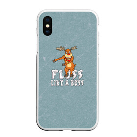 Чехол для iPhone XS Max матовый с принтом Рождественский Floss в городе Новоалтайск, Силикон | Область печати: задняя сторона чехла, без боковых панелей | Тематика изображения на принте: dance | floss | flossing | like a boss | бос | год | год рождество | годы | движение | деб | дэб | кулаки | любит | новогодний | новый год | праздничный | размахивает | руками | руки | с новым годом | символ года | танец