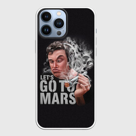 Чехол для iPhone 13 Pro Max с принтом Илон Маск в городе Новоалтайск,  |  | Тематика изображения на принте: comic art | elon musk | lets go to mars | арт | голова | дым | илон маск | косяк | минимализм | надпись