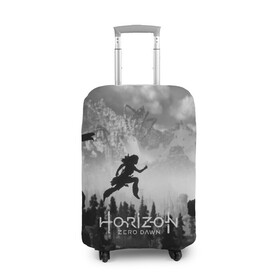 Чехол для чемодана 3D с принтом Horizon Zero Dawn в городе Новоалтайск, 86% полиэфир, 14% спандекс | двустороннее нанесение принта, прорези для ручек и колес | aloy | game | horizon zero dawn | hunter | machine | mecha | robot | snow | spear | the frozen wilds | weapon | игры | постапокалипсис | роботы | фентези | элой