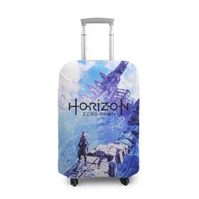 Чехол для чемодана 3D с принтом Horizon Zero Dawn в городе Новоалтайск, 86% полиэфир, 14% спандекс | двустороннее нанесение принта, прорези для ручек и колес | aloy | game | horizon zero dawn | hunter | machine | mecha | robot | snow | spear | the frozen wilds | weapon | игры | постапокалипсис | роботы | фентези | элой