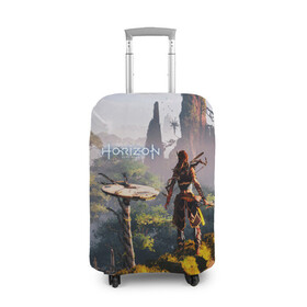 Чехол для чемодана 3D с принтом HORIZON ZERO DAWN в городе Новоалтайск, 86% полиэфир, 14% спандекс | двустороннее нанесение принта, прорези для ручек и колес | aloy | game | horizon zero dawn | hunter | machine | mecha | robot | snow | spear | the frozen wilds | weapon | игры | постапокалипсис | роботы | фентези | элой