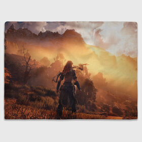 Плед 3D с принтом HORIZON ZERO DAWN в городе Новоалтайск, 100% полиэстер | закругленные углы, все края обработаны. Ткань не мнется и не растягивается | aloy | game | horizon zero dawn | hunter | machine | mecha | robot | snow | spear | the frozen wilds | weapon | игры | постапокалипсис | роботы | фентези | элой