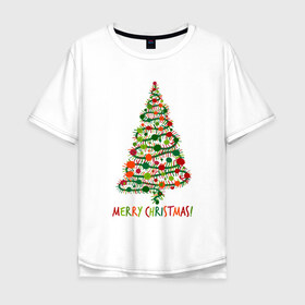 Мужская футболка хлопок Oversize с принтом Merry Christmas в городе Новоалтайск, 100% хлопок | свободный крой, круглый ворот, “спинка” длиннее передней части | 2019 | дед мороз | дом | елка | желание | животные | зима | кабан | милый | мороз | настроение | новый год | пеппа | подарок | позитив | поросенок | праздник | радость | рождество | санта клаус | свинка