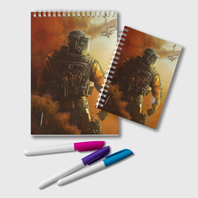 Блокнот с принтом tom clancys rainbow six siege в городе Новоалтайск, 100% бумага | 48 листов, плотность листов — 60 г/м2, плотность картонной обложки — 250 г/м2. Листы скреплены удобной пружинной спиралью. Цвет линий — светло-серый
 | 6 | clancys | rainbow | siege | six | tom | радуга | рэинбокс | рэинбоксисис | сага | спецназ | томклэнс
