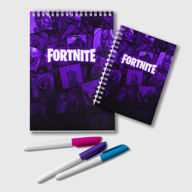 Блокнот с принтом FORTNITE в городе Новоалтайск, 100% бумага | 48 листов, плотность листов — 60 г/м2, плотность картонной обложки — 250 г/м2. Листы скреплены удобной пружинной спиралью. Цвет линий — светло-серый
 | Тематика изображения на принте: 2019 | armor | armour | cybersport | esport | fortnite | game | llama | logo | броня | игра | киберспорт | лама | симулятор строительства | строительство | фиолетовый | фирменные цвета | фортнайт