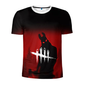 Мужская футболка 3D спортивная с принтом Dead by Daylight в городе Новоалтайск, 100% полиэстер с улучшенными характеристиками | приталенный силуэт, круглая горловина, широкие плечи, сужается к линии бедра | dead by daylight | game | hillbilly | maniacs | trapper | wraith | деревенщина | игра | мертвые днем | охотник | призрак