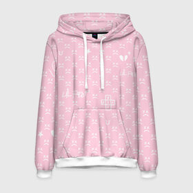 Мужская толстовка 3D с принтом Lil Peep pink pattern в городе Новоалтайск, 100% полиэстер | двухслойный капюшон со шнурком для регулировки, мягкие манжеты на рукавах и по низу толстовки, спереди карман-кенгуру с мягким внутренним слоем. | benz truck | girls | gustav ahr | heart | hip hop | lil | lil peep | look at the sky tonight | love | peep | rap | rose | лил | лилпип | паттерн | пип | рэп | хип хоп | эмо | эмо реп