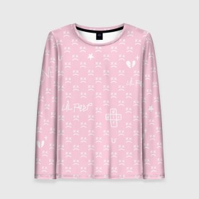 Женский лонгслив 3D с принтом Lil Peep pink pattern в городе Новоалтайск, 100% полиэстер | длинные рукава, круглый вырез горловины, полуприлегающий силуэт | benz truck | girls | gustav ahr | heart | hip hop | lil | lil peep | look at the sky tonight | love | peep | rap | rose | лил | лилпип | паттерн | пип | рэп | хип хоп | эмо | эмо реп