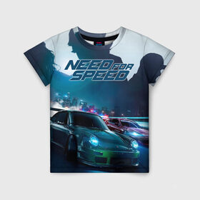 Детская футболка 3D с принтом Need for Speed в городе Новоалтайск, 100% гипоаллергенный полиэфир | прямой крой, круглый вырез горловины, длина до линии бедер, чуть спущенное плечо, ткань немного тянется | need for speed | nfs | авто | вип | гонки | жажда скорости | класс | машины | симулятор | чемпион
