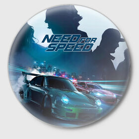 Значок с принтом Need for Speed в городе Новоалтайск,  металл | круглая форма, металлическая застежка в виде булавки | need for speed | nfs | авто | вип | гонки | жажда скорости | класс | машины | симулятор | чемпион