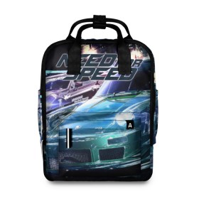 Женский рюкзак 3D с принтом Need for Speed в городе Новоалтайск, 100% полиэстер | лямки с регулируемой длиной, сверху ручки, чтобы рюкзак нести как сумку. Основное отделение закрывается на молнию, как и внешний карман. Внутри два дополнительных кармана, один из которых закрывается на молнию. По бокам два дополнительных кармашка, куда поместится маленькая бутылочка
 | need for speed | nfs | авто | вип | гонки | жажда скорости | класс | машины | симулятор | чемпион