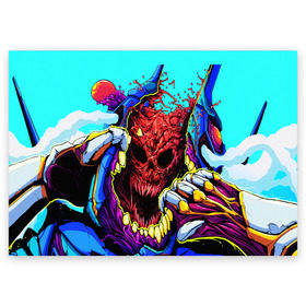 Поздравительная открытка с принтом HYPER BEAST в городе Новоалтайск, 100% бумага | плотность бумаги 280 г/м2, матовая, на обратной стороне линовка и место для марки
 | Тематика изображения на принте: awp | counter strike | cyber sport | game | hyper beast | skin | sport | авп | игры | скин | скоростной зверь