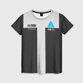 Женская футболка 3D с принтом Connor Detroit: Become Human в городе Новоалтайск, 100% полиэфир ( синтетическое хлопкоподобное полотно) | прямой крой, круглый вырез горловины, длина до линии бедер | action | ai | android | carbon | detroit become human | rk 900 | андроиды | детектив | детройт | детройт: стать человеком | игра | интерактивное кино | карбон | коннор | логотип | роботы | фирменный стиль | экшн