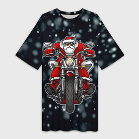 Платье-футболка 3D с принтом Крутой Санта в городе Новоалтайск,  |  | art | bike | biker | christmas | happy new year | new year | road | santa | арт | байк | байкер | дед мороз | мотоцикл | на мотоцикле | новогодний | новый год | рождественский | рождество | санта | санта на байке