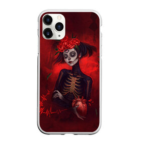 Чехол для iPhone 11 Pro Max матовый с принтом Девушка с сердцем в городе Новоалтайск, Силикон |  | calavera | catrina | da de los muertos | illustration | sugar skull | арт | девушка | день мёртвых | калавера | катрина | рисунок | розы | сердце | скелет | череп