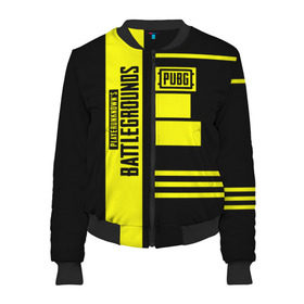 Женский бомбер 3D с принтом PUBG Lifestyle в городе Новоалтайск, 100% полиэстер | застегивается на молнию, по бокам два кармана без застежек, мягкие манжеты, по низу бомбера и на воротнике — эластичная резинка | Тематика изображения на принте: battle | chicken | dinner | royale | winner | битва | борьба | королевская | симулятор