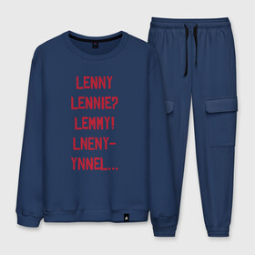 Мужской костюм хлопок с принтом Lenny в городе Новоалтайск, 100% хлопок | на свитшоте круглая горловина, мягкая резинка по низу. Брюки заужены к низу, на них два вида карманов: два “обычных” по бокам и два объемных, с клапанами, расположенные ниже линии бедра. Брюки с мягкой трикотажной резинкой на поясе и по низу штанин. В поясе для дополнительного комфорта — широкие завязки | red dead redemption 2 | в баре | ленни | миссия | напились | прикол | рдр | рдр2 | шутка