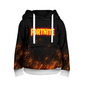 Детская толстовка 3D с принтом FORTNITE FIRE в городе Новоалтайск, 100% полиэстер | двухслойный капюшон со шнурком для регулировки, мягкие манжеты на рукавах и по низу толстовки, спереди карман-кенгуру с мягким внутренним слоем | Тематика изображения на принте: 2019 | armor | armour | cybersport | esport | fire | fortnite | game | llama | logo | броня | игра | киберспорт | лама | симулятор строительства | строительство | фиолетовый | фирменные цвета | фортнайт