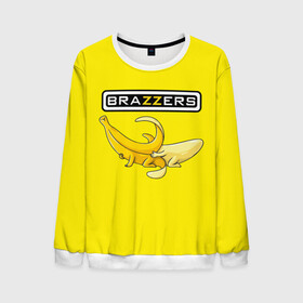Мужской свитшот 3D с принтом Brazzers в городе Новоалтайск, 100% полиэстер с мягким внутренним слоем | круглый вырез горловины, мягкая резинка на манжетах и поясе, свободная посадка по фигуре | brazzers | банан | бразерс | логотип | надпись | прикол | юмор