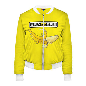 Женский бомбер 3D Brazzers: в городе Новоалтайск, 100% полиэстер | застегивается на молнию, по бокам два кармана без застежек, мягкие манжеты, по низу бомбера и на воротнике — эластичная резинка | brazzers | банан | бразерс | логотип | надпись | прикол | юмор
