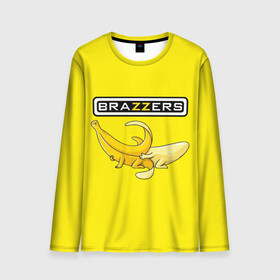 Мужской лонгслив 3D с принтом Brazzers в городе Новоалтайск, 100% полиэстер | длинные рукава, круглый вырез горловины, полуприлегающий силуэт | brazzers | банан | бразерс | логотип | надпись | прикол | юмор