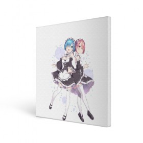 Холст квадратный с принтом Re Zero в городе Новоалтайск, 100% ПВХ |  | ram | re zero | rem | rezero | рам | рем | с нуля