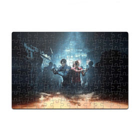 Пазл магнитный 126 элементов с принтом Resident Evil 2 в городе Новоалтайск, полимерный материал с магнитным слоем | 126 деталей, размер изделия —  180*270 мм | Тематика изображения на принте: 2 | 2019 | resident evil | герои | игра | клер | клэр | леон | обитель зла | пистолеты | постер | ремейк