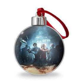 Ёлочный шар с принтом Resident Evil 2 в городе Новоалтайск, Пластик | Диаметр: 77 мм | 2 | 2019 | resident evil | герои | игра | клер | клэр | леон | обитель зла | пистолеты | постер | ремейк