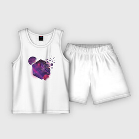 Детская пижама с шортами хлопок с принтом Геометрия в городе Новоалтайск,  |  | абстракция | геометрия | космос | планета | планеты