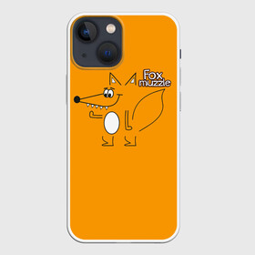 Чехол для iPhone 13 mini Лисья морда: в городе Новоалтайск, | | животные | зубы | контур | лиса | лисья | надпись | оранжевый | рыжая