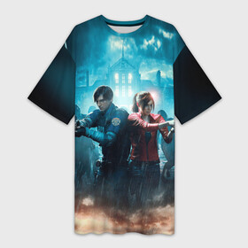 Платье-футболка 3D с принтом Resident Evil 2 в городе Новоалтайск,  |  | 2 | biohazard | claire | evil | horror | raccoon | resident | survival | t virus | t вирус | выживание | зла | кеннеди | клэр | леон | обитель | раккун | редфилд | скотт | ужас