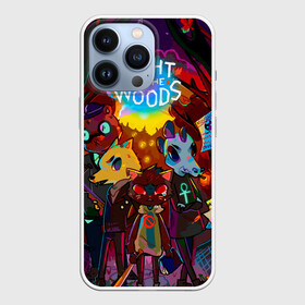 Чехол для iPhone 13 Pro с принтом Night in the Woods (1) в городе Новоалтайск,  |  | Тематика изображения на принте: bear | cat | fox | night | night in the woods | woods | кот | лес | лис | медведь | ночь | ночь в лесу