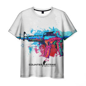 Мужская футболка 3D с принтом cs go:HYPER BEAST M16 в городе Новоалтайск, 100% полиэфир | прямой крой, круглый вырез горловины, длина до линии бедер | awp | counter strike | cyber sport | game | hyper beast | skin | sport | авп | игры | скин | скоростной зверь