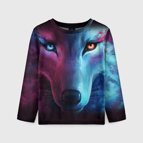 Детский лонгслив 3D с принтом NEON WOLF | НЕОНОВЫЙ ВОЛК в городе Новоалтайск, 100% полиэстер | длинные рукава, круглый вырез горловины, полуприлегающий силуэт
 | hunter | wild | wolf | волк | животные | звери | охотник