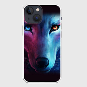 Чехол для iPhone 13 mini с принтом NEON WOLF | НЕОНОВЫЙ ВОЛК в городе Новоалтайск,  |  | Тематика изображения на принте: hunter | wild | wolf | волк | животные | звери | охотник