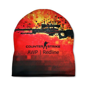 Шапка 3D с принтом cs go:AWP:Red Line в городе Новоалтайск, 100% полиэстер | универсальный размер, печать по всей поверхности изделия | awp | counter strike | cyber sport | game | howl | skin | sport | авп | вой | игры | скин