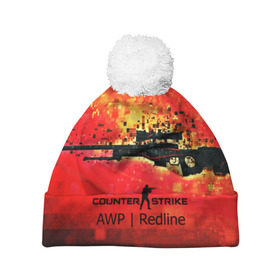 Шапка 3D c помпоном с принтом cs go:AWP:Red Line в городе Новоалтайск, 100% полиэстер | универсальный размер, печать по всей поверхности изделия | awp | counter strike | cyber sport | game | howl | skin | sport | авп | вой | игры | скин