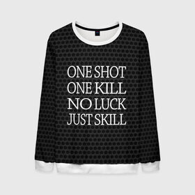 Мужской свитшот 3D с принтом One Shot One Kill в городе Новоалтайск, 100% полиэстер с мягким внутренним слоем | круглый вырез горловины, мягкая резинка на манжетах и поясе, свободная посадка по фигуре | counter strike. one shot | cs go | csgo | game | one kill | ван шот | лого | надпись | серый | текст