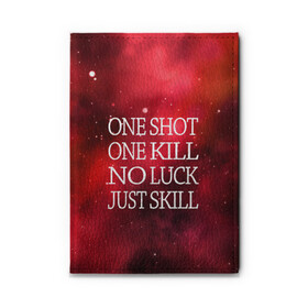 Обложка для автодокументов с принтом One Shot One Kill в городе Новоалтайск, натуральная кожа |  размер 19,9*13 см; внутри 4 больших “конверта” для документов и один маленький отдел — туда идеально встанут права | counter strike. one shot | cs go | csgo | game | one kill | ван шот | красный | лого | надпись | текст