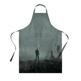 Фартук 3D с принтом Death Stranding в городе Новоалтайск, 100% полиэстер | общий размер — 65 х 85 см, ширина нагрудника — 26 см, горловина — 53 см, длина завязок — 54 см, общий обхват в поясе — 173 см. Принт на завязках и на горловине наносится с двух сторон, на основной части фартука — только с внешней стороны | bridges | death stranding | game | hideo kojima | kojima productions | man | norman reedus | scar | sony interactive entertainment | suit | tie | игры | кодзима