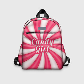 Детский рюкзак 3D с принтом Candy Girl в городе Новоалтайск, 100% полиэстер | лямки с регулируемой длиной, сверху петелька, чтобы рюкзак можно было повесить на вешалку. Основное отделение закрывается на молнию, как и внешний карман. Внутри дополнительный карман. По бокам два дополнительных кармашка | вкусняшка | карамель | конфета | милый | няша | розовый | сладкая девочка | сладость
