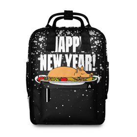 Женский рюкзак 3D с принтом Happy New Year! в городе Новоалтайск, 100% полиэстер | лямки с регулируемой длиной, сверху ручки, чтобы рюкзак нести как сумку. Основное отделение закрывается на молнию, как и внешний карман. Внутри два дополнительных кармана, один из которых закрывается на молнию. По бокам два дополнительных кармашка, куда поместится маленькая бутылочка
 | 2019




  | food | happy new year | merry christmas | pig | еда | новый год | рождество | свинья