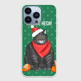 Чехол для iPhone 13 Pro с принтом Кот хочет кушот в городе Новоалтайск,  |  | Тематика изображения на принте: кот | кушот | новый год | оливье | толстый кот