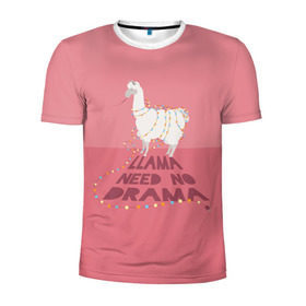 Мужская футболка 3D спортивная с принтом LLama need no Drama в городе Новоалтайск, 100% полиэстер с улучшенными характеристиками | приталенный силуэт, круглая горловина, широкие плечи, сужается к линии бедра | glama | lama | анд | горы | дикое | домашнее | животное | индейци | лама | мех | шерсть