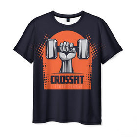 Мужская футболка 3D с принтом Crossfit в городе Новоалтайск, 100% полиэфир | прямой крой, круглый вырез горловины, длина до линии бедер | мода | мотивация | настроения | позитив | прикол | пятна | тренд | яркие
